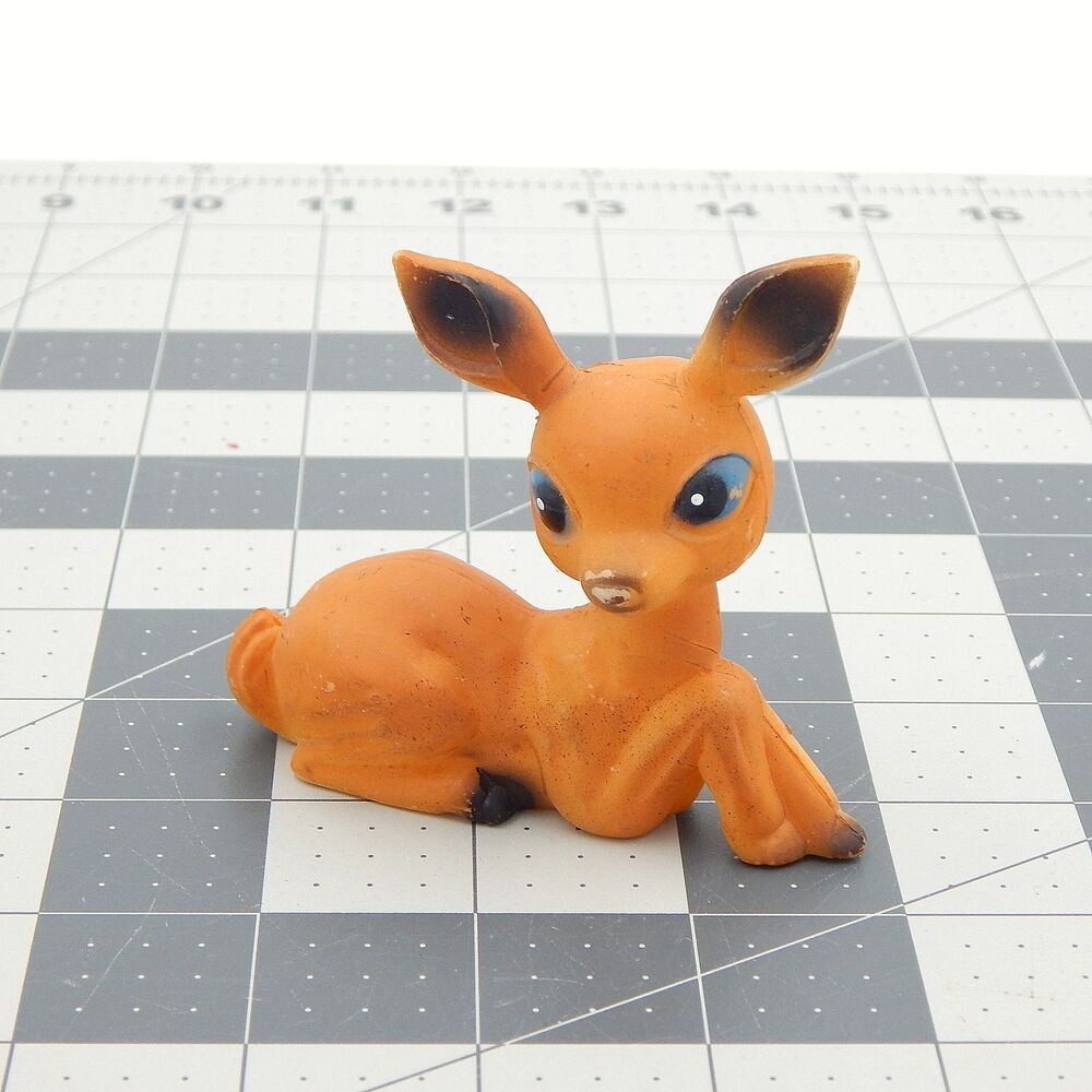 Baby Doe Deer Laying Fawn Hard Plastic Blue Eyes Christmas Decor Hong Kong